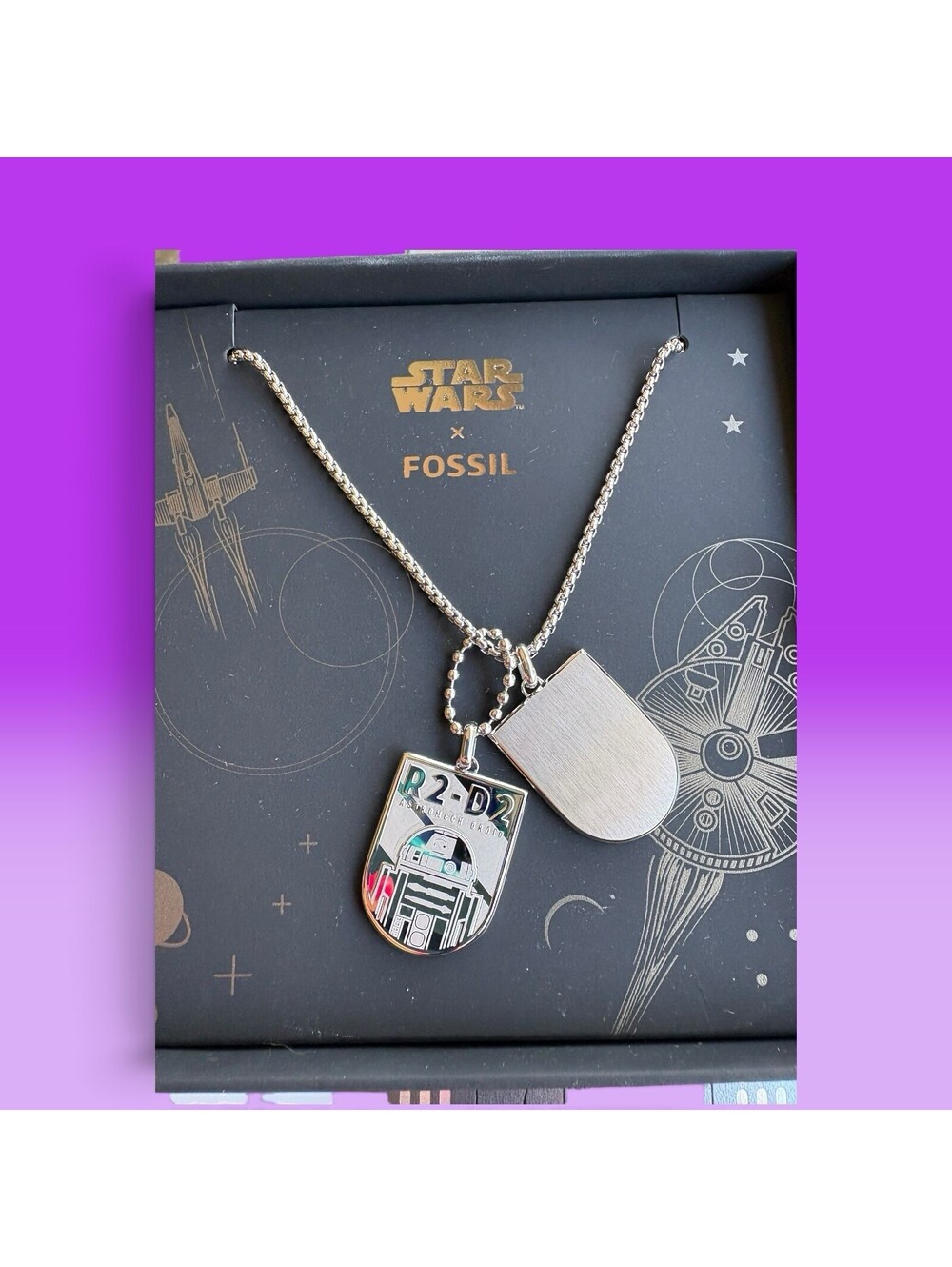 Star Wars X Fossil B2-D2 Necklace Collectible Star Wars Jewelry Pendant~New